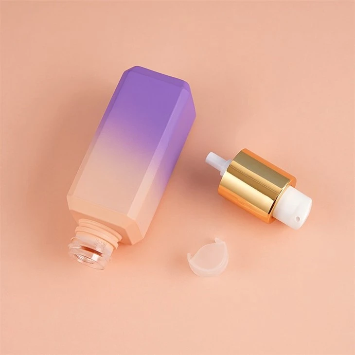 Gradient Color Printing Skincare Container Lotion Liquid Foundation Bottle With Lotion Pump